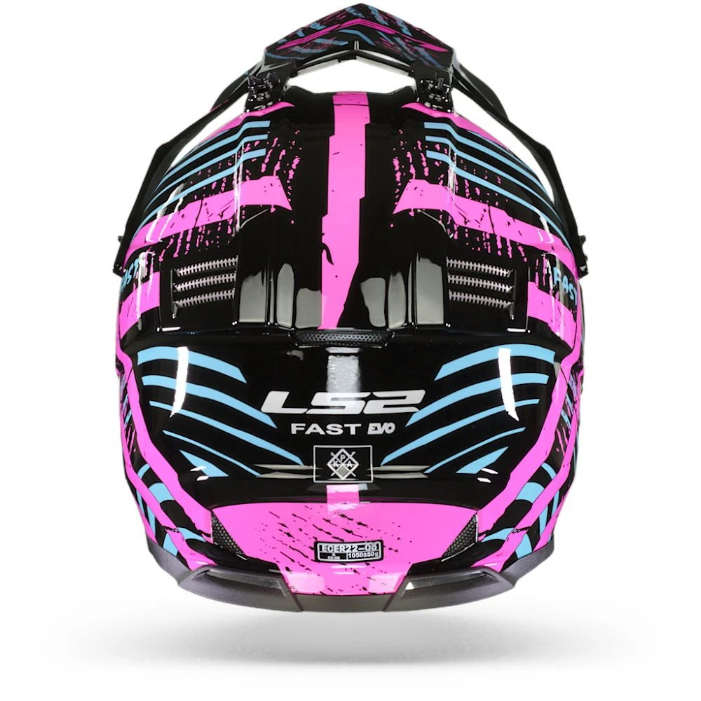 LS2 MX437 Fast Evo Verve Zwart Fluo Roze Crosshelm 5 LS2 MX437 Fast Evo Verve Zwart Fluo Roze Crosshelm - Afbeelding 3