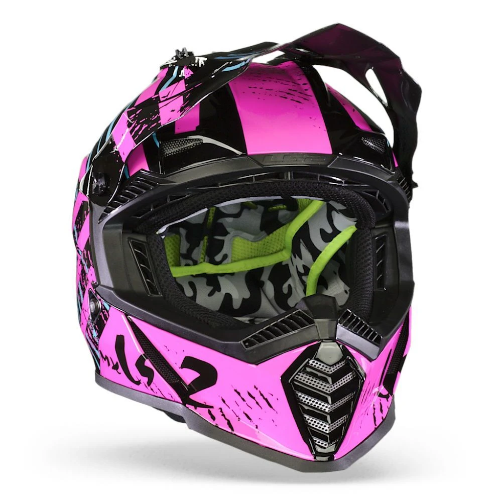 LS2 MX437 Fast Evo Verve Zwart Fluo Roze Crosshelm 7 LS2 MX437 Fast Evo Verve Zwart Fluo Roze Crosshelm - Afbeelding 5
