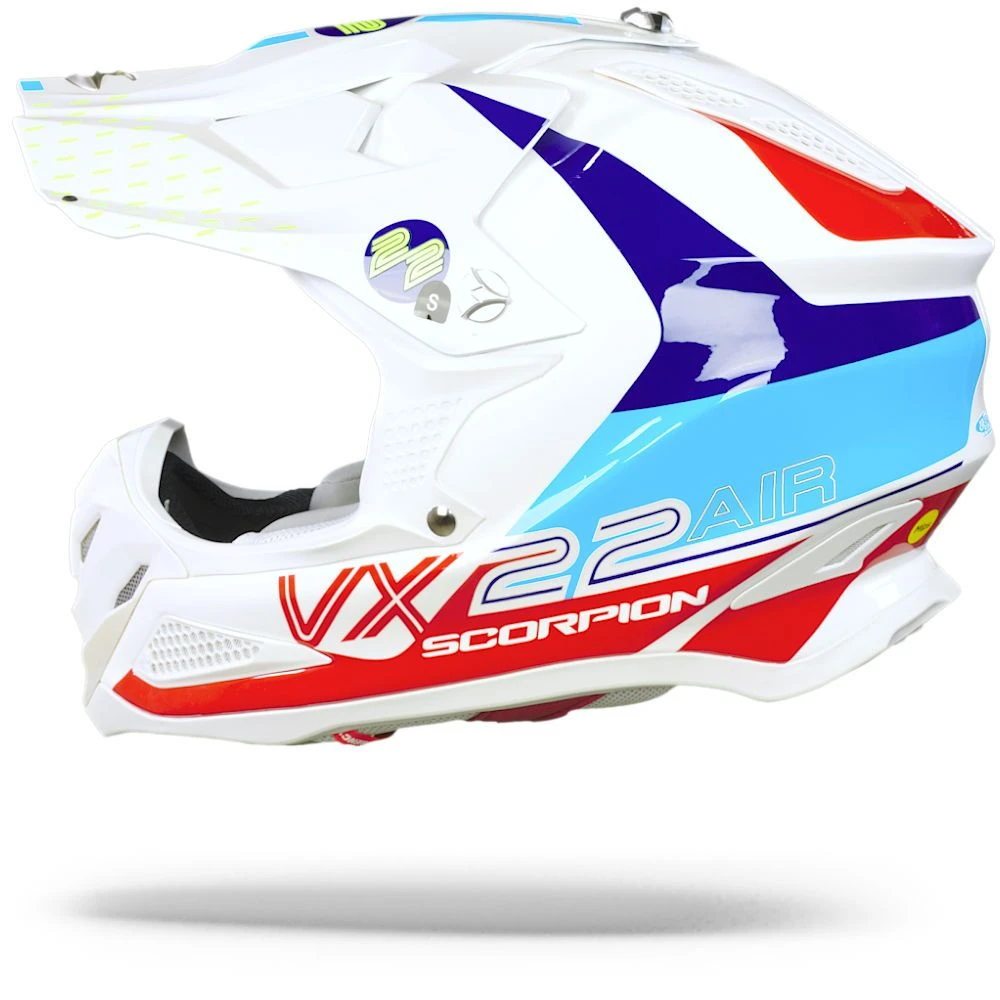 Scorpion VX-22 Air Ares Wit-Blauw-Rood Crosshelm 3 Scorpion VX-22 Air Ares Wit-Blauw-Rood Crosshelm