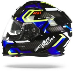 Scorpion EXO-491 Spin Zwart Blauw Neon Geel Integraalhelm