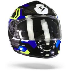 Scorpion EXO-491 Spin Zwart Blauw Neon Geel Integraalhelm -Motorfiets Accessoires Verkoop Scorpion EXO 491 Spin Black Blue Neon Yellow.35