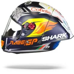 Shark Race-R Pro GP Oliveira Signature Mat Blauw Zilver Wit BSW Integraalhelm -Motorfiets Accessoires Verkoop Shark race r pro gp oliveira signature mat blue silver white bsw.11