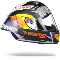 Shark Race-R Pro GP Oliveira Signature Mat Blauw Zilver Wit BSW Integraalhelm -Motorfiets Accessoires Verkoop Shark race r pro gp oliveira signature mat blue silver white bsw.29