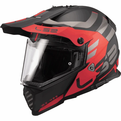 LS2 MX436 Pioneer Evo Adventurer Mat Zwart Rood Adventure Helm -Motorfiets Accessoires Verkoop ls2 mx436 pioneer evo adventurer matt black red