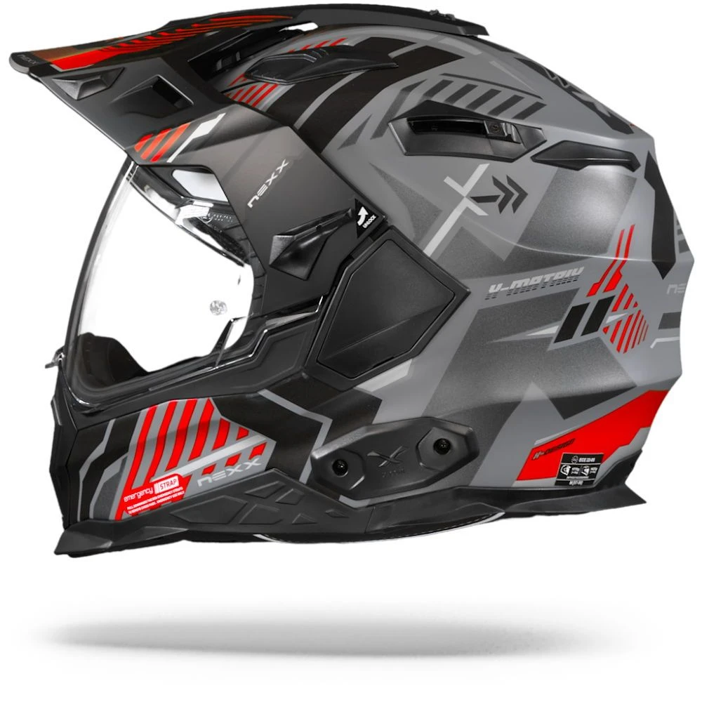 Nexx X.WED2 Wild Country Grijs Rood Mat Adventure Helm 4 Nexx X.WED2 Wild Country Grijs Rood Mat Adventure Helm - Afbeelding 2