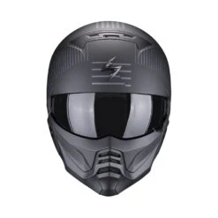 Scorpion Exo-Combat II Miles Mat Zwart-Zilver Jethelm -Motorfiets Accessoires Verkoop scorpion exo combat ii miles matt black silver motorcycle helmet 2